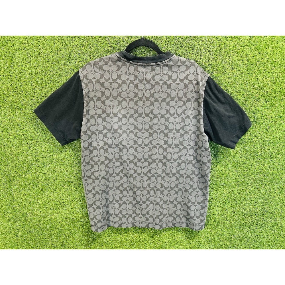 Coach Men's Gray/Black Signature Logo Pocket Crew Neck Short Sleeve Tee S - Picture 2 of 5